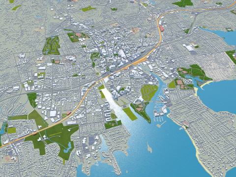 Stamford city connecticut usa 40km Model 3D