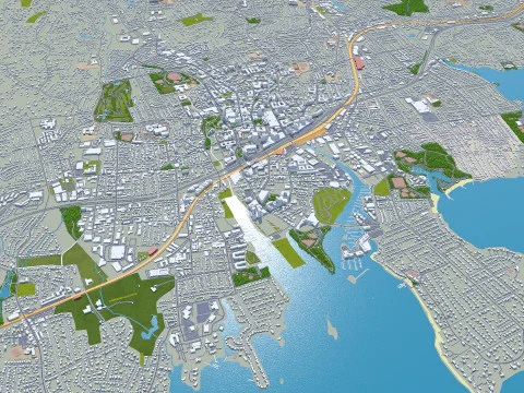 Stamford city connecticut usa 40km 3D Model