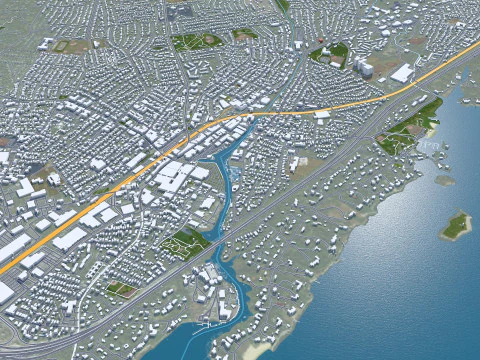 Stamford city connecticut usa 40km 3D Model