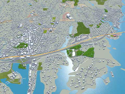 Stamford city connecticut usa 40km 3D Model