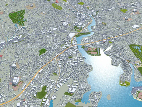 Stamford city connecticut usa 40km 3D Model