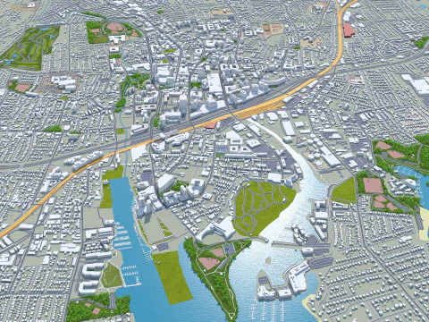 Stamford city connecticut usa 40km 3D Model