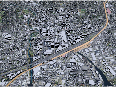 Stamford city connecticut usa 40km 3D Model