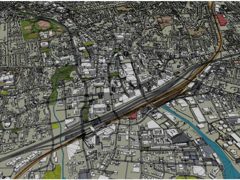 Stamford city connecticut usa 40km 3D Model