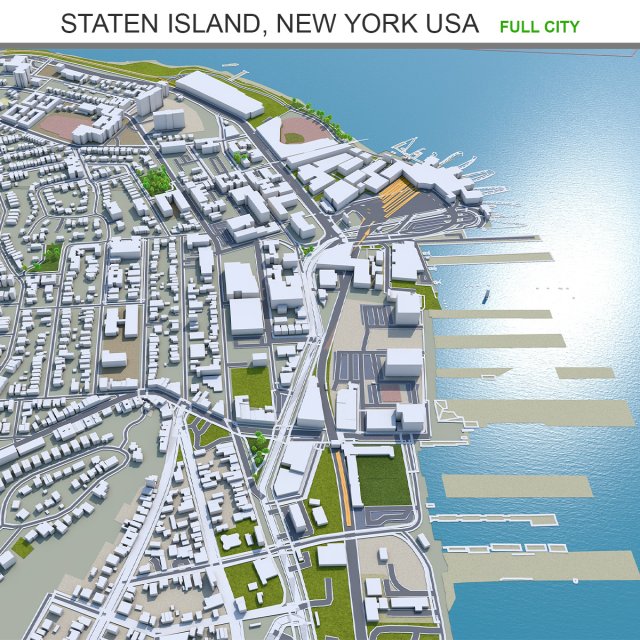Staten island city new york usa 40km Modelo 3D .c4d .max .obj .3ds .fbx .stl .blend 