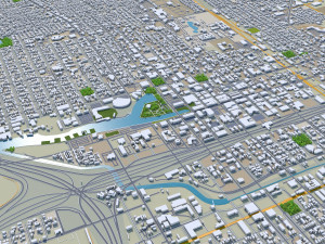 Stockton city california usa 40km Modello 3D