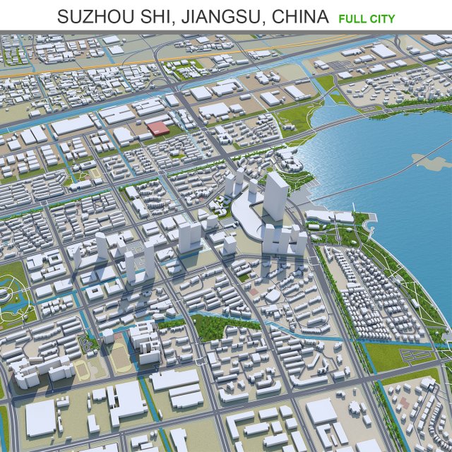 Suzhou city 200km 3D-Modell .c4d .max .obj .3ds .fbx .stl .blend 