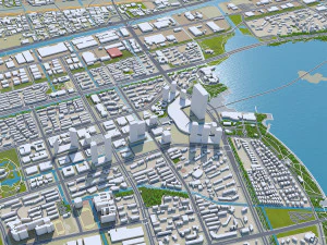 Suzhou city 200km 3D Model