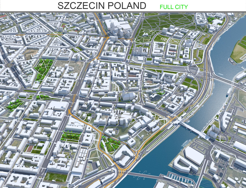 Szczecin city poland 60km 3D-Modell .c4d .max .obj .3ds .fbx .stl .blend 