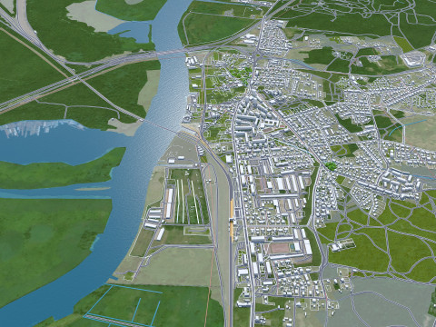 Szczecin city poland 60km 3D-Modell