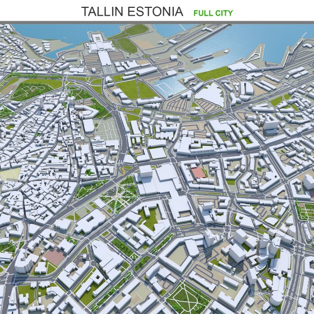 Tallin city estonia 70km Modelo 3D .c4d .max .obj .3ds .fbx .stl .blend 
