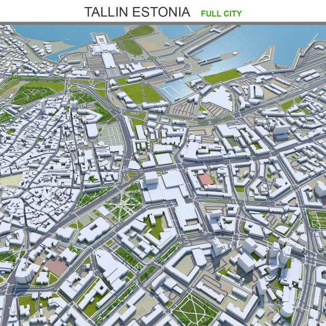 Tallin city estonia 70km 3D Model .c4d .max .obj .3ds .fbx .stl .blend