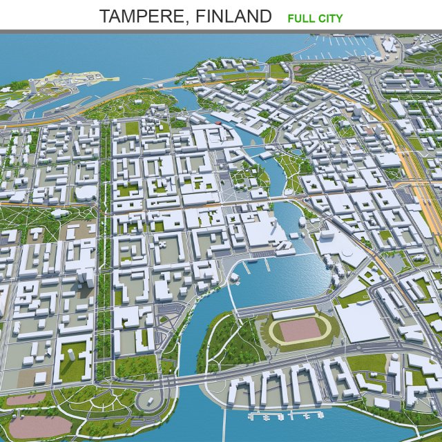Tampere city finland 60km 3D मॉडल .c4d .max .obj .3ds .fbx .stl .blend