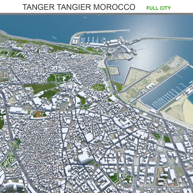 Tanger Tangier city Morocco 30km 3D 模型 .c4d .max .obj .3ds .fbx .stl .blend 