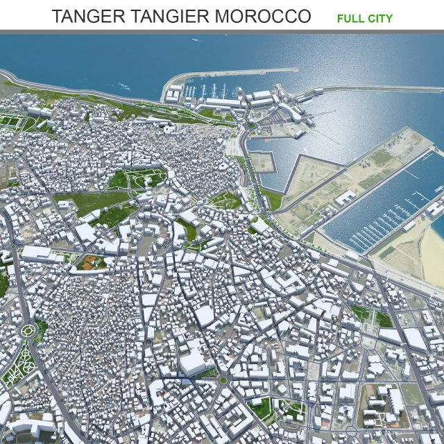 T&acirc;nger Cidade de T&acirc;nger Marrocos 30 km Modelo 3D .c4d .max .obj .3ds .fbx .stl .blend 