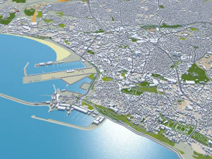 T&acirc;nger Cidade de T&acirc;nger Marrocos 30 km Modelo 3D