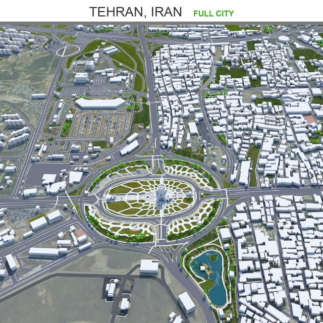 Tehran city iran 60km Modello 3D .c4d .max .obj .3ds .fbx .stl .blend 