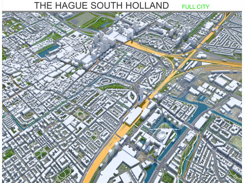 The hague city south holland netherlands 50km 3D Model