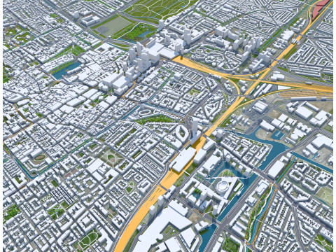The hague city south holland netherlands 50km 3D 모델