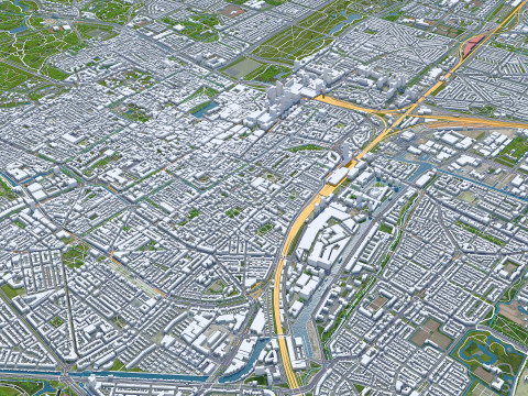 The hague city south holland netherlands 50km 3D 모델