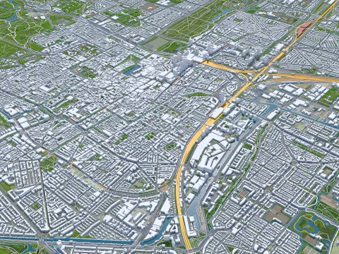 The hague city south holland netherlands 50km 3D Model