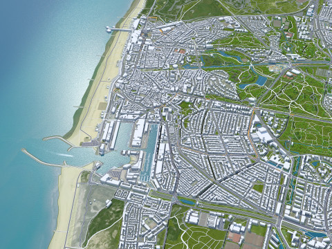 The hague city south holland netherlands 50km 3D 모델