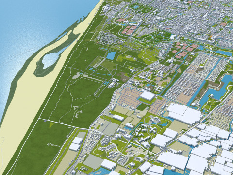 The hague city south holland netherlands 50km 3D 모델