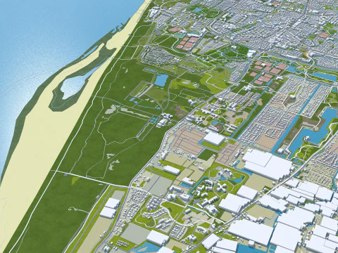 The hague city south holland netherlands 50km 3D Model