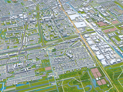 The hague city south holland netherlands 50km 3D 모델
