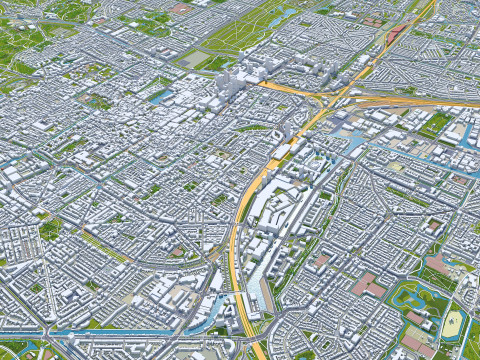 The hague city south holland netherlands 50km 3D 모델