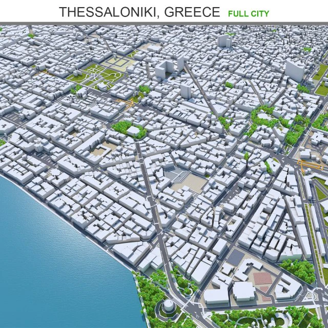 Thessaloniki city greece 30km 3D Model .c4d .max .obj .3ds .fbx .stl .blend