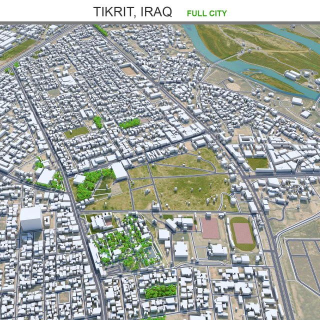 Tikrit city iraq 30km 3D Model .c4d .max .obj .3ds .fbx .stl .blend 