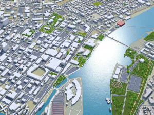 Cidade de Toledo, Ohio, EUA, 40 km Modelo 3D
