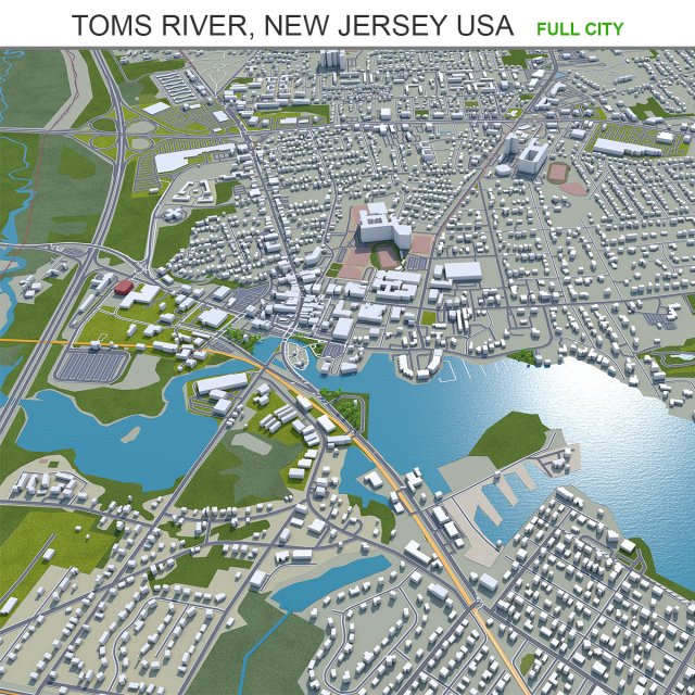 Toms river city new jersey usa 60km 3D Model .c4d .max .obj .3ds .fbx .stl .blend 