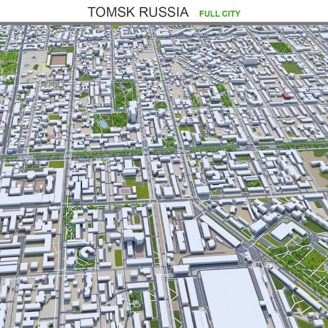 Tomsk city russia 60km 3D Model .c4d .max .obj .3ds .fbx .stl .blend 