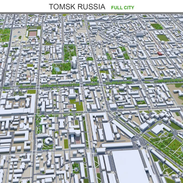 Tomsk city russia 60km 3D Model .c4d .max .obj .3ds .fbx .stl .blend 