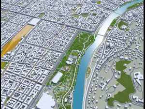 意大利都灵和都灵市 30公里 3D 模型