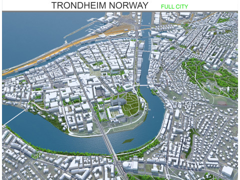 Trondheim city norway 60km 3D 모델