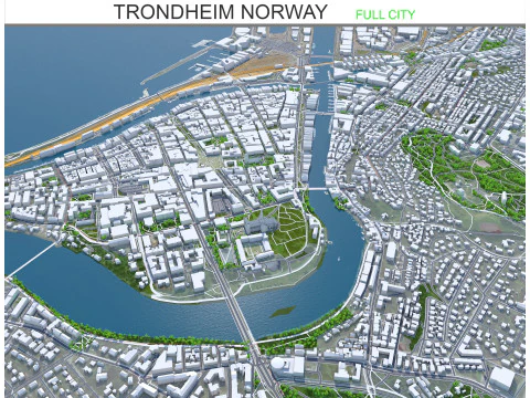 Trondheim stad Noorwegen 60km 3D Model