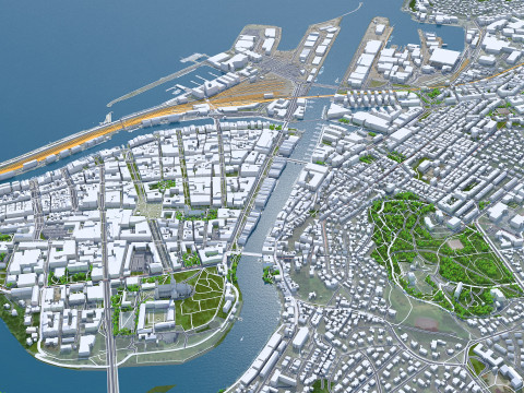 Trondheim city norway 60km 3D मॉडल