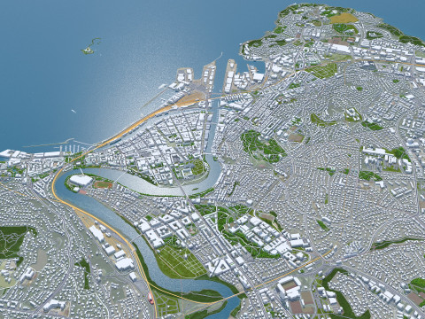 Trondheim city norway 60km 3D मॉडल