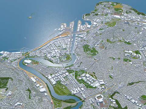Trondheim city norway 60km 3D मॉडल