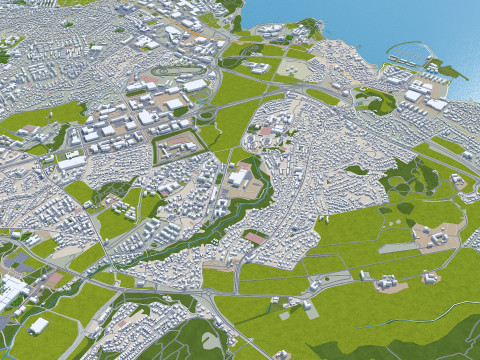 Trondheim city norway 60km 3D मॉडल