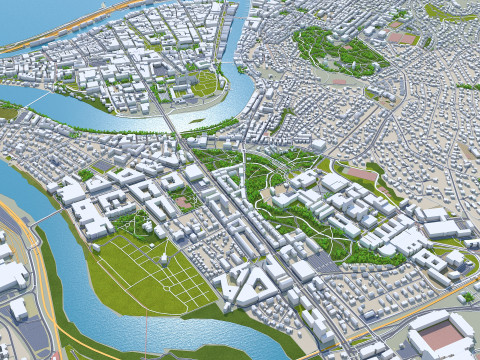 Trondheim city norway 60km 3D मॉडल