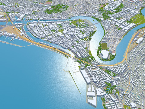 Trondheim city norway 60km 3D मॉडल