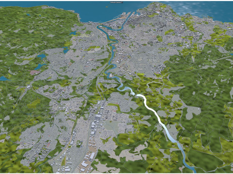 Trondheim city norway 60km 3D मॉडल