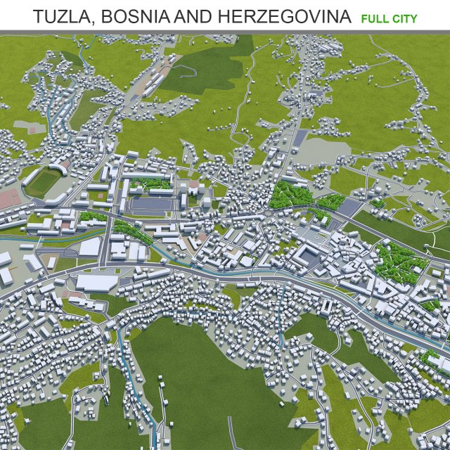 Tuzla city bosnia and herzegovina 30km 3D Model .c4d .max .obj .3ds .fbx .stl .blend 