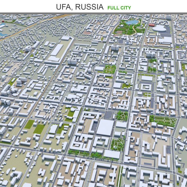 Ufa city russia 90km 3D Model .c4d .max .obj .3ds .fbx .stl .blend 