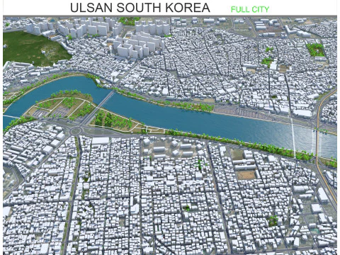 Citt&agrave; di Ulsan Corea del Sud 100 km Modello 3D