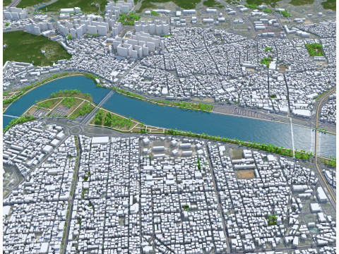 Ulsan city south korea 100km 3D Model